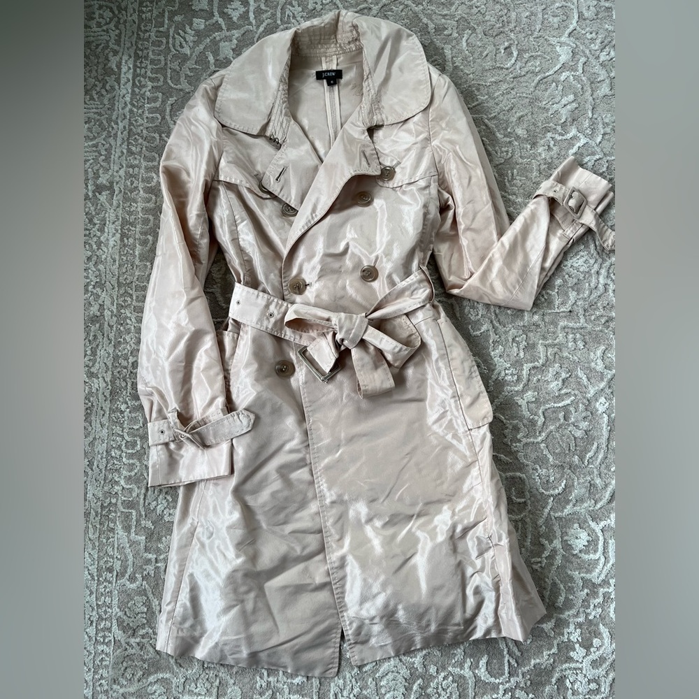 JCrew Silk Taffeta Trench Coat